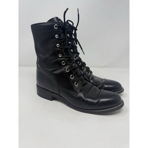 vintage Justin Diamond J Black Leather Lacer Boots Womens Size 6